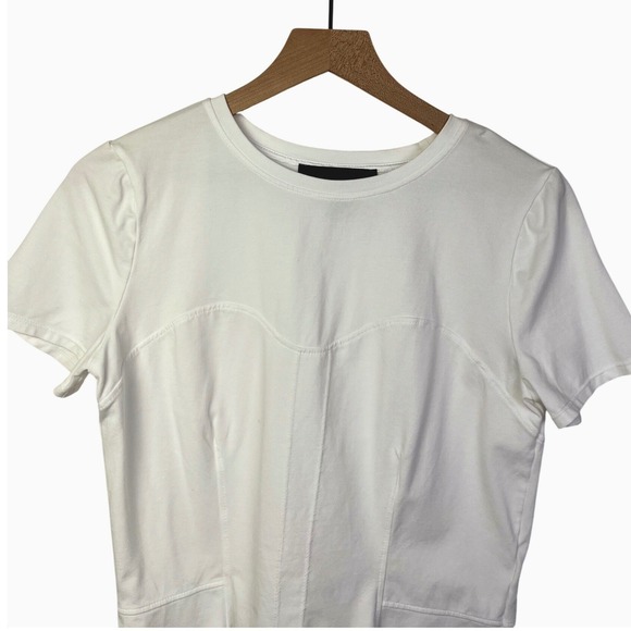 White House Black Market Womens Minimalist White Short Sleeve T-Shirt Medium - Picture 2 of 8